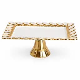 Тортовница фарфоровая на ножке Yiwu Tiffany 30.5х20х11 см подставка для торта капкейков пирожных для десертов праздничная посуда ML2050