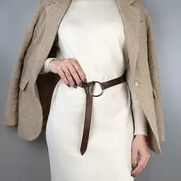 Ремень женский с кольцом под платье или пиджак HC-2588 (130 см) кожаный коричневый