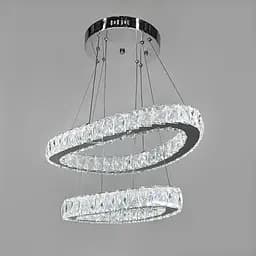 Елегантна кришталева люстра на 2 овальні яруси 50+40 см | Арт. (T) C 046/2 (600+500) | Line F