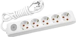 Подовжувач 5/3м з/заземл. з кнопкою білий (Multi-Let)