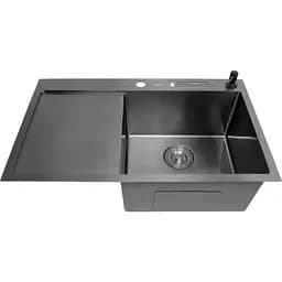 Комплект чорної кухонної мийки та змішувача Nett з нержавіючої сталі NB-7848