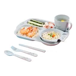 Набор детской посуды из биоразлагаемого волокна пшеничной соломы 6 предметов, синий