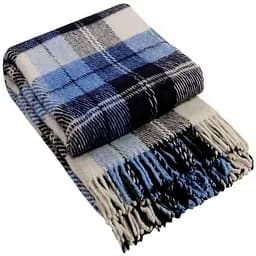 Плед вовняний Vladi Ельф 170х210 біло-синій-темно-синій 2