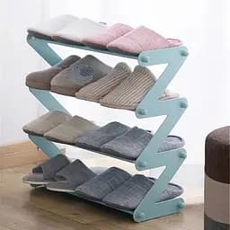 Полиця для взуття на 4 секції блакитний стелаж етажерка для взуття Shoe Rack 4