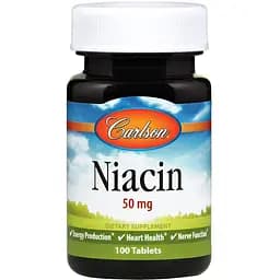 Ніацин Вітамін В3 Carlson Labs Niacin 50 мг 100 таблеток
