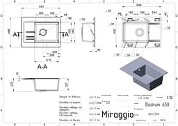 Кухонна мийка Miraggio BODRUM 650 terra (0000011) Граніт, Врізна, Терра - мініатюра 2