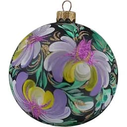 Ялинкова прикраса Різдвяні історії Петриківка квіткова фантазія куля скло (4820001179736)