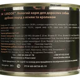 Вологий корм для собак дрібних порід Landor ягня з кроликом 200 г - мініатюра 5