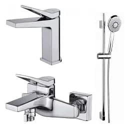 Комплект змішувачів для ванної кімнати Cersanit Cromo B247 S601-127 з душовим набором Neno 30412