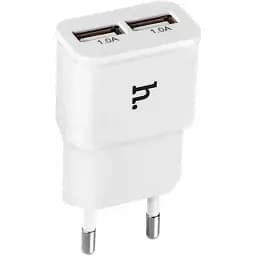 Адаптер мережевий Hoco UH202 блок живлення на 2 USB-порти 2.1 A білий