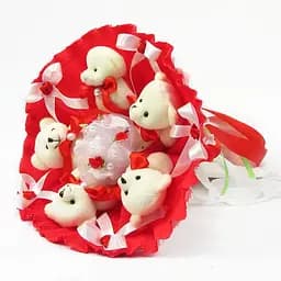Букет из мягких игрушек 5 мишек 5289IT красный.