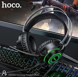 Ігрові стерео навушники Hoco ESD06 з мікрофоном і LED підсвічуванням (Чорний) - мініатюра 6