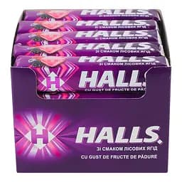 Упаковка льодяників Halls Лісові ягоди 25.2 г x 20 шт.