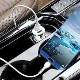 Автомобільний зарядний пристрій Hoco Z31 QC3.0 White 2 USB+ USB Cable Type-C - мініатюра 2