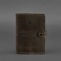 Шкіряна обкладинка-портмоне для військового квитка 15.0 темно-коричнева Crazy Horse - мініатюра 5