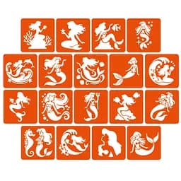 Набор трафаретов для био-тату "Русалки" Fresh Tattoo mermaids-5x5-18, 18 трафаретов