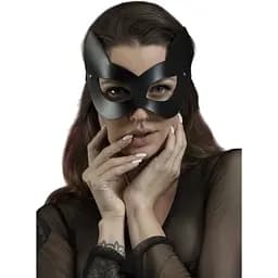 Маска кішечки Feral Feelings - Kitten Mask, натуральна шкіра, чорна