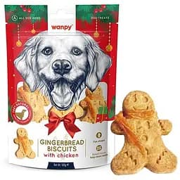 Печенье для собак Wanpy Gingerbread Biscuits с курицей 0.1 кг - хрустящее лакомство с вяленым мясом и корицей