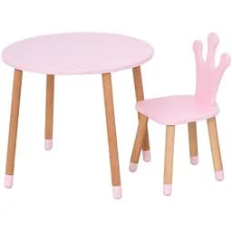 Столик зі стільцем Bambi "Корона" 06-025R-ROUND круглий рожевий