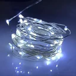 Гірлянда Роса Нитка 100 LED на батарейках 10 м Білий - мініатюра 2