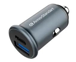 Автомобильное зарядное устройство для ArmorStandart 20 W Type-C+USB (ARM65439) серый