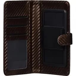 Чохол-книжка Toto Book Carbon Fiber Universal Cover 5.5-5.7" Brown - мініатюра 3