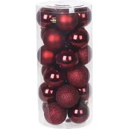 Набір святкових ялинкових кульок Марсала діаметром 6 см 24 шт глянцеві глітер і матові