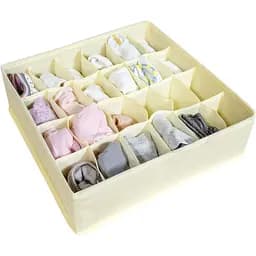 Органайзер для зберігання МВМ My Home на 24 секції текстильний, 330х330х100 мм, бежевий (TH-09-24 BEIGE)