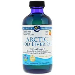 Риб'ячий жир з печінки тріски Nordic Naturals Arctic Cod Liver Oil Арктичний 1060 мг 237 мл смак апельсина (NOR-54785)