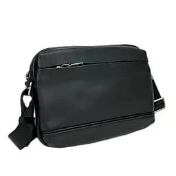 Сумка чоловіча шкіряна кросободі горизонтальна Tiding Bag S-JMD10-382A чорна