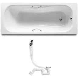 Ванна стальная Roca Prncess 170x75 A220270001 + Сифон Vega Smplex 311537 Белый