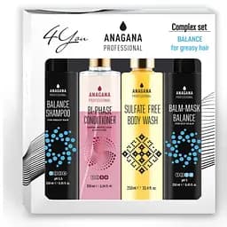 Набор 4YOU "Баланс" для жирной кожи головы ANAGANA 4х250 мл