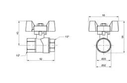 Кран кульовий Thermo Alliance Forte 1/2" ВВ прямий, PN40, метелик SF602W15 - мініатюра 4