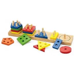 Пірамідка Viga Toys Геометричні фігури дерев'яна логічна (58558) - мініатюра 2