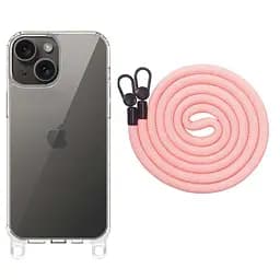 Чохол Epik TPU Transparent with Straps для Apple iPhone 15, 6.1 Light Pink