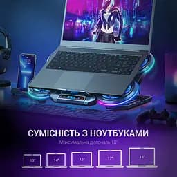 Охолоджувальна підставка для ноутбука GamePro Black (CP1450) - мініатюра 14