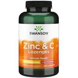 Цинк і Вітамін С Swanson Zinc & C Lozenges orange & lemon 200 таблеток