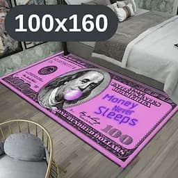 Стильний та зносостійкий килим для дому "100 доларів рожевий Money Never Sleeps" 100х160 KT8000412