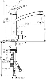 Змішувач Hansgrohe Logis M31 220 для кухні з запірним клапаном 71834000 Хром - мініатюра 2