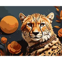 Набір для розпису по номерах Величність гепарда, Strateg, на кольоровому фоні, 40x50 см, MZ031