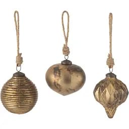 Ялинкові скляні прикраси J-line золотого приглушеного кольору 6 шт. (45396)