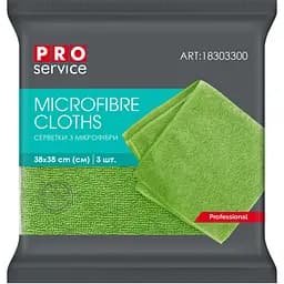 Серветки PRO Service Professional, мікрофібра, зелений, 3 шт.