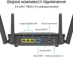 Бездротовий маршрутизатор Asus RT-AX52 (90IG08T0-MO3H00) - мініатюра 6
