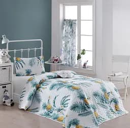 Покривало стьобане з наволочкою Eponj Home - CustomAnanas beyaz білий 160x220