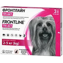 Краплі Boehringer Ingelheim Frontline Tri-Act від бліх та кліщів для собак 2-5 кг 1.5 мл (3 шт. х 0.5 мл) (159911) - мініатюра 2