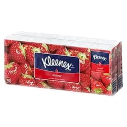 Носовички Kleenex Полуниця, 10 упаковок по 10 шт.