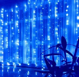 Гірлянда штора завіса Водоспад 3х3 м 280 LED велика лампа 3D (білий шнур, з перехідником) Синя - мініатюра 2