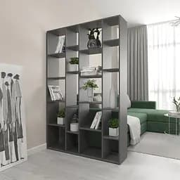 Книжная полка стеллаж Vays D-2 Антрацит с 20 ячейками этажерка из ЛДСП для дома игрушек и декора 117x30x178 см