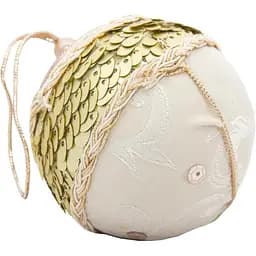 Ялинкова куля з тканини з блискітками Jin Yu Long Craft Factory D 10 см золотистий текстиль (430147-4)