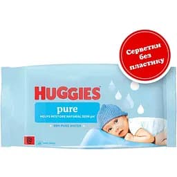 Вологі серветки Huggies Pure без пластику 48 шт.